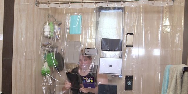 A Shower Curtain For Millennials, Shower Curtains With Pockets For Electronics